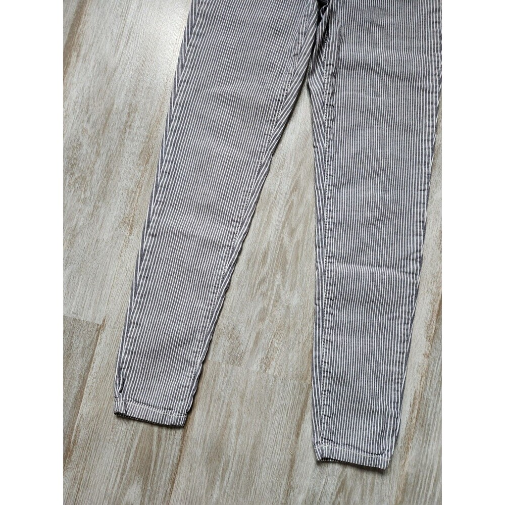 Free People High Rise Skinny Jeggings Gray White Stripe Stretch Lightweight 25 - Picture 3 of 10